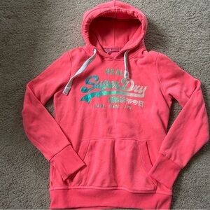 Superdry Bright Coral Pink Hoodie L